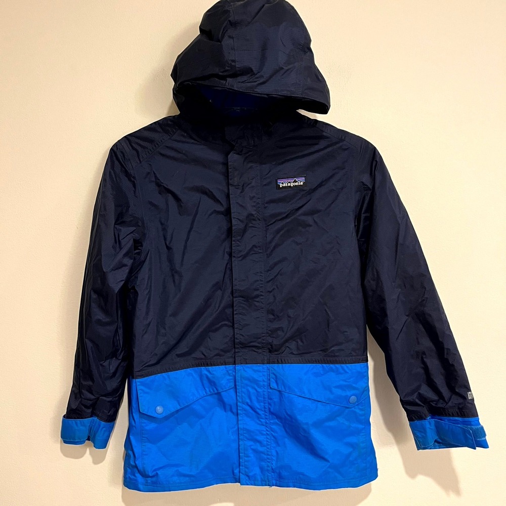 Patagonia Rain Jacket Blue H2No Torrentshell Colorblock Boys Size M 10
